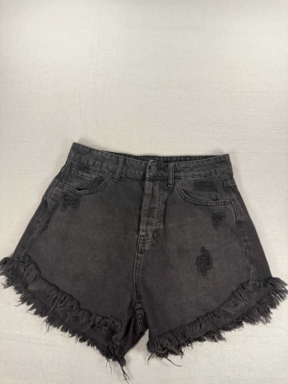 wild fable High-Waist Black Frayed Hem Distressed Denim Shorts